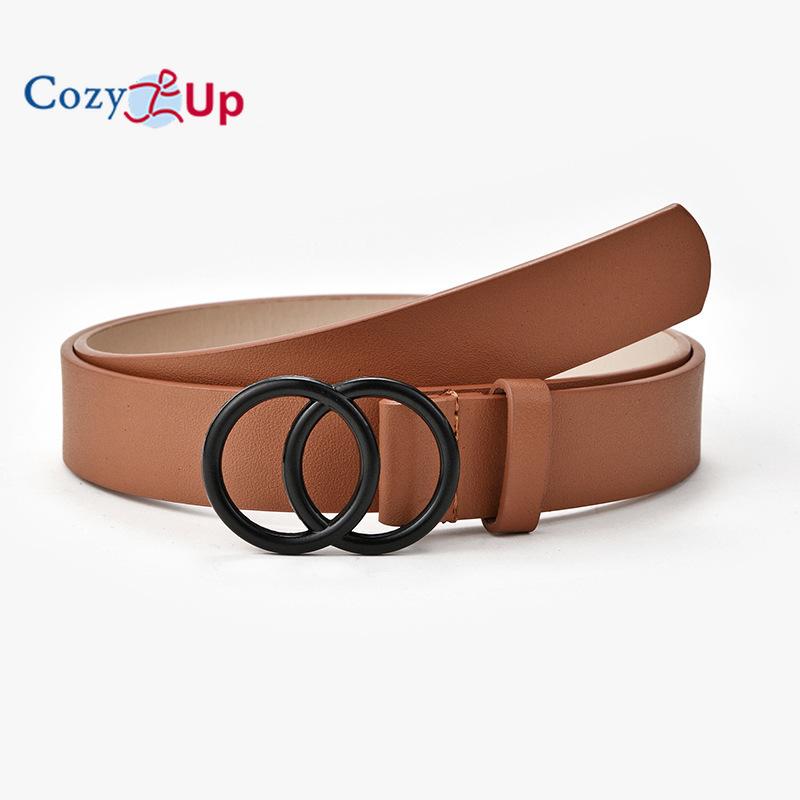 Cozy Up European and American Double Circle Black Buttons Women's Belt Fashion Decorative Jeans Belt Women