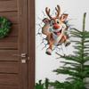 Christmas Atmosphere Breaks Through The Wall Cute Reindeer Living Room Entrance Hall Home Wall Decoration Stickers