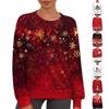 Women's Casual Fashion Print Round Neck Drop Shoulder Sleeve Long Sleeve Sweater Top