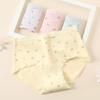 Fenteng Women's 2025 New Floral Mid-Waist Antibacterial Cotton Briefs 4-Pack