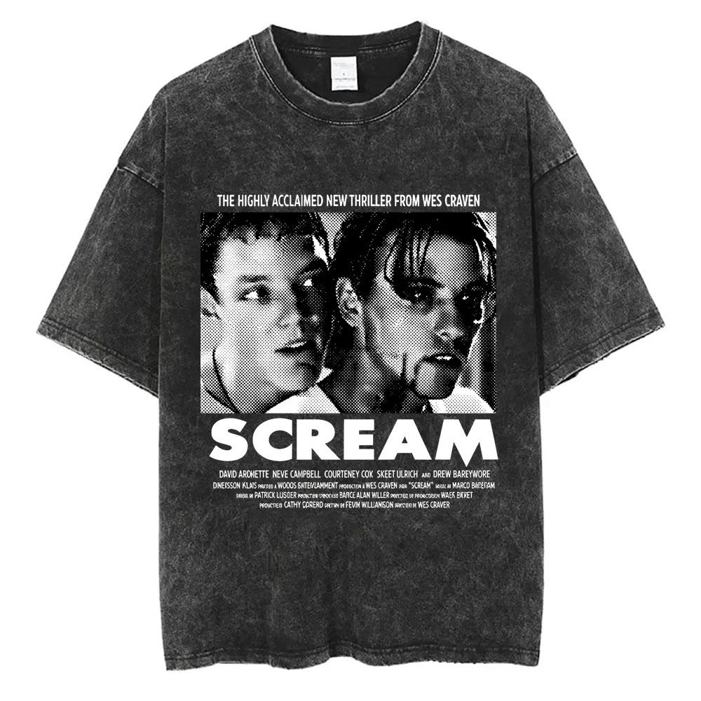 Washed Vintage s Horror Movie Scream Graphic Tshirt Billy Loomis Print T Shirts Men Women Casual Oversized Cotton Tshirts
