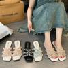 Xiaoxiangfeng Versatile Pearl Beach Sandals Girl Wear 2025 Summer New Soft Bottom Fairy Wind Flat Bottom Slippers Girl