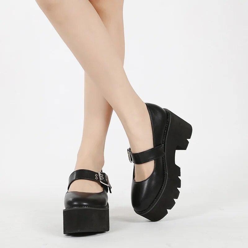 Европейская весенняя обувь на каблуке 8 см, кожаные туфли с круглой головкой, одинарная обувь с металлической пряжкой, большой потайной горловиной, Lhx