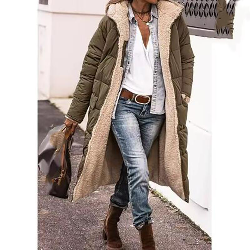 Зимняя стеганая куртка с капюшоном женская двусторонняя с длинным рукавом толстое пальто теплая модная длинная верхняя одежда повседневные пуховики