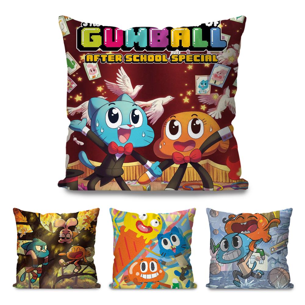 Мультфильм Удивительный ГамболНаволочка Квадратная подушка Спальня Диван Досуг Комфортная подушка Автомобиль Гостиная Украшение дома 40X40