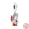 Подходит для оригинального браслета-шарма с подвесками из тонкого циркона, стерлингового серебра 925 пробы, милый, прекрасный, счастливый мальчик, девочка, любовь, розовое сердце, робот, DIY бусины