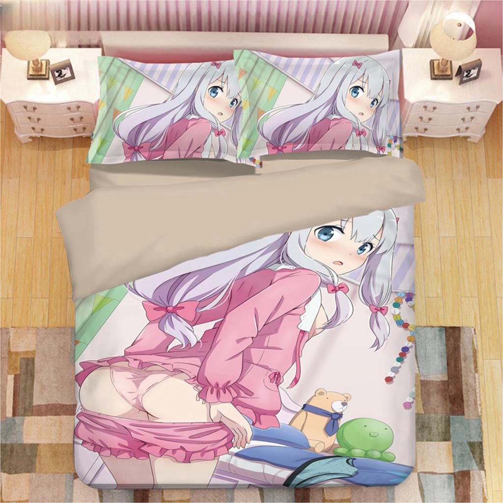 Kawaii Izumi Sagiri 3D Anime Print Комплект постельного белья Пододеяльники Наволочки Цельный стеганый плед Комплекты постельного белья Постельное белье Пододеяльник