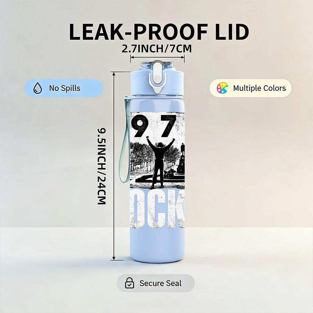 1PC 1976 Black Text 750ml sports water bottle leakproof straw lid outdoor office home