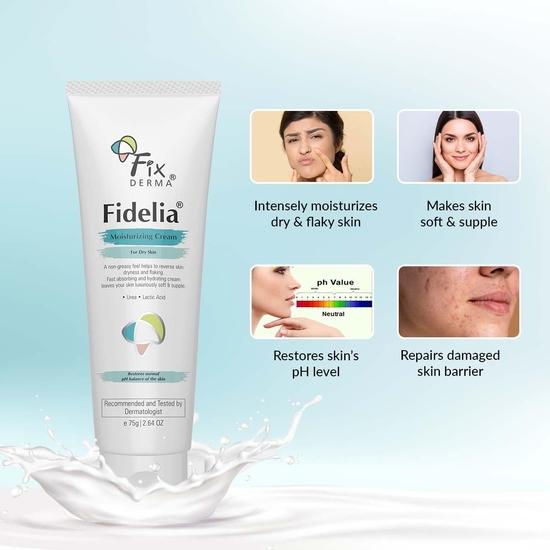 Увлажняющий крем Fixderma Fidelia | Ежедневный увлажняющий крем для сухой кожи | Обеспечивает увлажнение и сохранение влаги, нежирная формула - 75 г