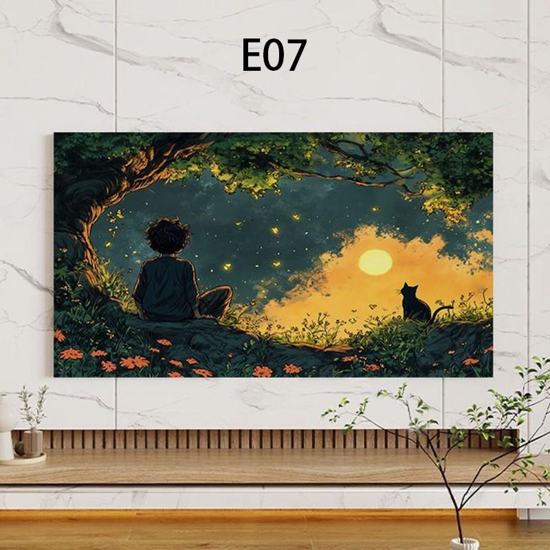 150x90см Тканевый Чехол для Телевизора Защита от Пыли с Рисунком Пейзажа Домашний LCD Монитор Чехол от Пыли Защита от Солнца Ткань для Защиты Телевизора от Пыли