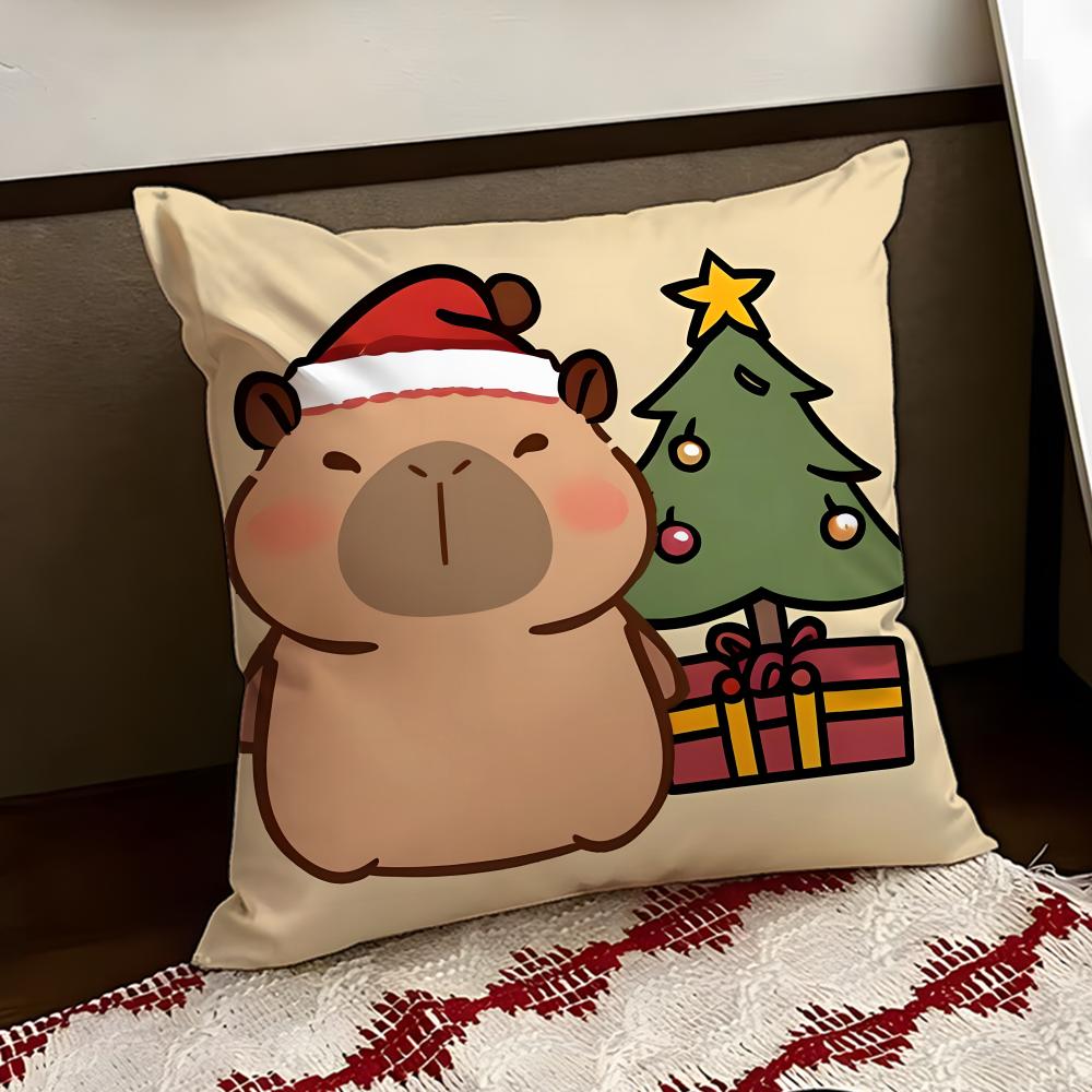 Cute CCapybara Cushion Cover Reversible Soft Durable Pillow Cover Home Car MultiScene Use for Daily Comfort