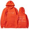 Womens Fleece-Lined Hooded Sweatshirt With Kangaroo Pocket Letter Print Loose Fit Casual Top