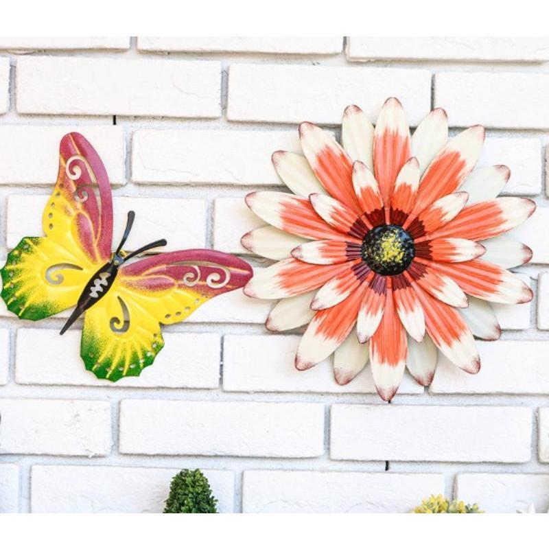 Hot Sale Beautiful 3D Flower Decoration 2025 New Metal Daisy Wall Hanging Decoration Suitable Household Gate Pendant Decorative