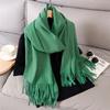 Новое зимнее пончо Теплый кашемировый шарф для женщин Модное однотонное толстое одеяло Пашмина шаль накидка Женский буфанда эшарп фуляр