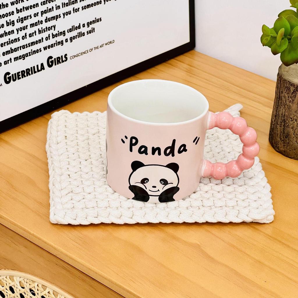 Креативная мультяшная керамическая кружка с крышкой и ложкой, семейная кружка, чашка фэн-шуй для девочек, большой объем