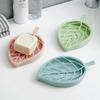 1PCS Leaf Shape Soap Dish Tray with Drain Plastic Soap Saver Holder for Shower Bathroom Kitchen