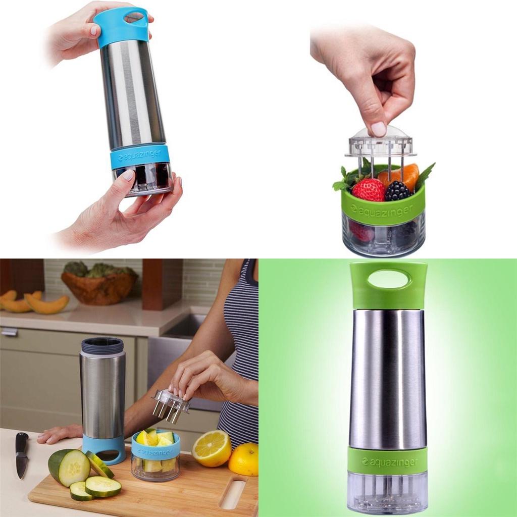 Стильная бутылка для воды Aqua Zinger с инфузером для фруктов, изготовленная из прочной нержавеющей стали, с функциями легкой очистки