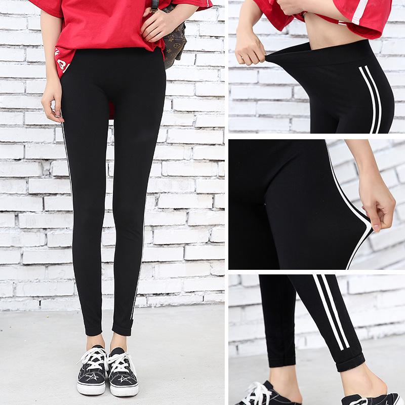 2023 корейские леггинсы с высокой талией и белым краем - женские облегающие спортивные брюки из модала с девятью точками