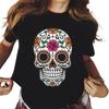 Harajuku Women's T-shirt Fashion Horror Skull Print Personality T-shirt Daily Casual Short Sleeved Unisex Top