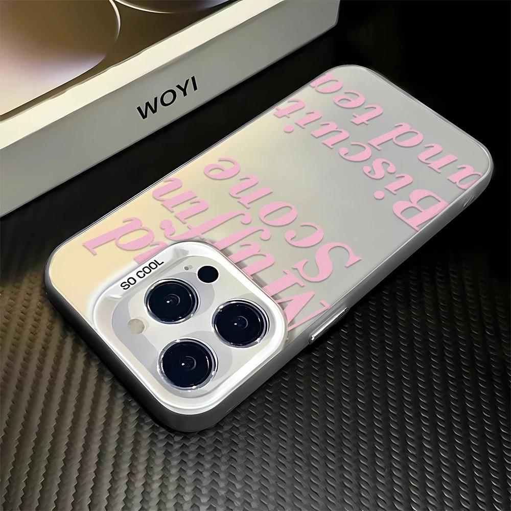 Rose red English letters Phone Case For lPhone 17 16Pro Max 15 14 13 12 11 Shockproof Bumper CoverCase Funda 16 Pro 15 14 Case