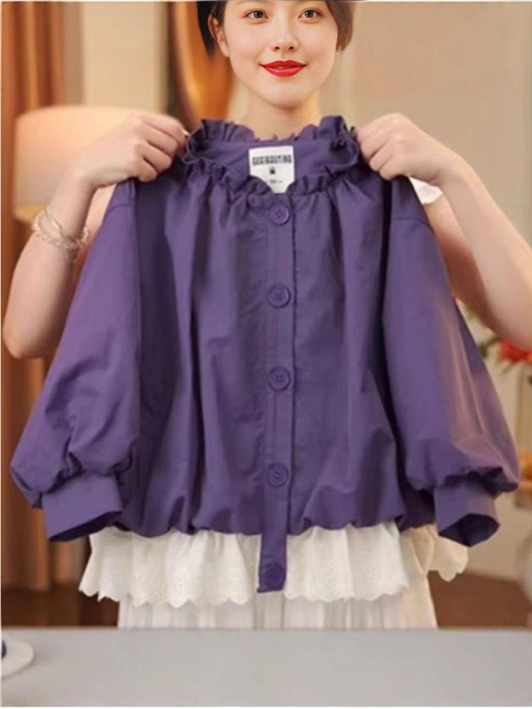 Девичье корейское пальто-бутон с рукавами-фонариками - 2025 Весенне-осенняя детская мода, короткий плащ в стиле мори