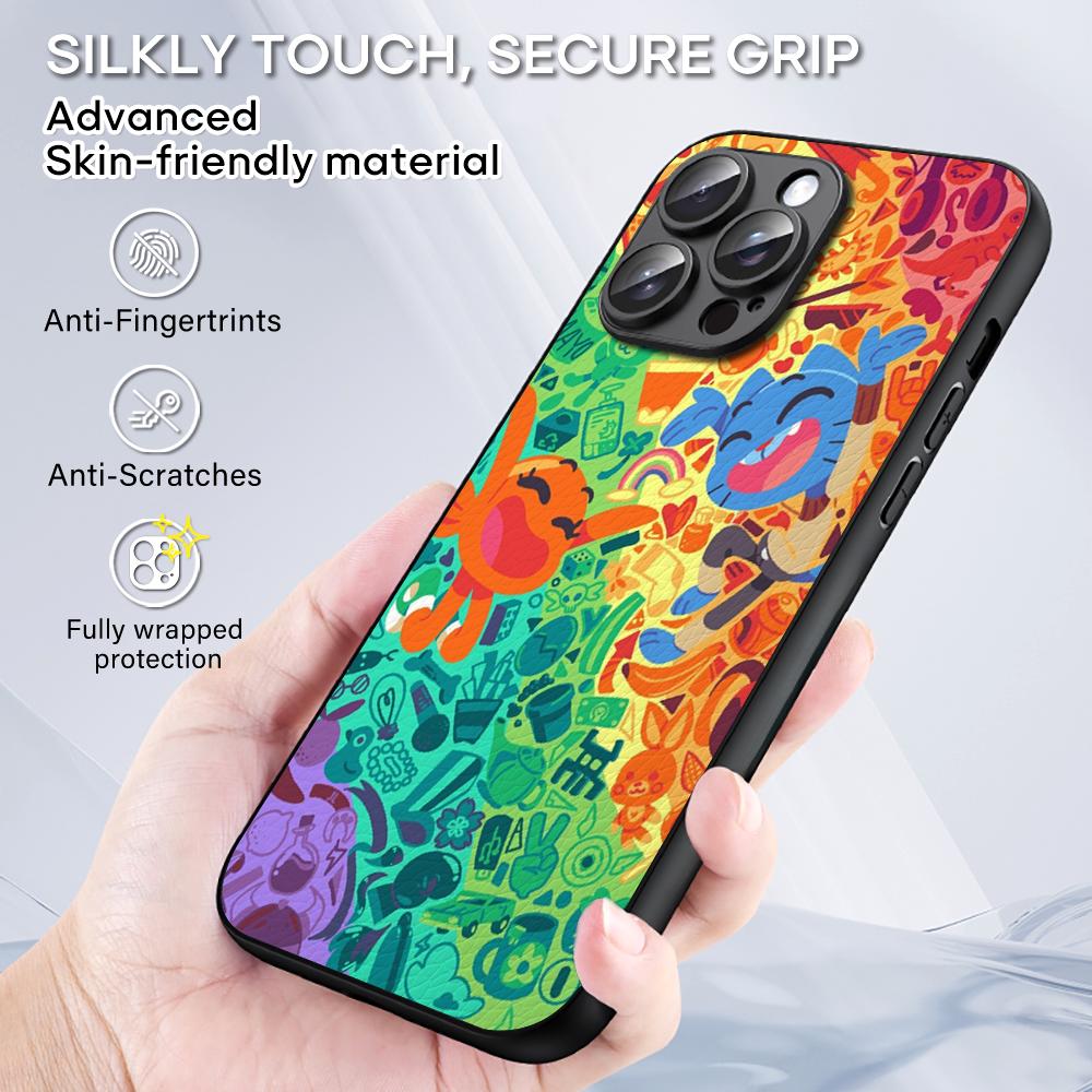 Gumball Cute cartoon design Phone Case For iPhone 16 15 14 13 12 11 Plus Pro Max Limited Black hard case Sheepskin