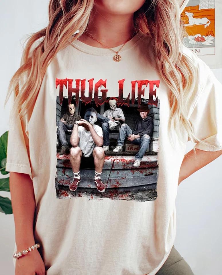 Thug Life Horror Movie Tshirt, Scary Movies Halloween TTshirt