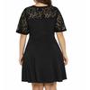 Fashion Women Plus Size Casual Solid V-Neck Short Sleeve Lace A-Line Swing Dress