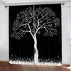 2 шт. Черные шторы в виде деревьев, современное искусство, минимализм, деревья жизни, оконные шторы, карманные шторы на карнизе для спальни, гостиной