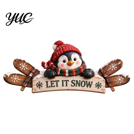 Holiday Fireplace Mantel Decor Christmas Wooden Door Topper Decor, Decorative Frame Sign, Rustic Wood Wall Sign Art Decoration for Home Party Seasonal