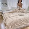 Winter Thickened Blanket Double-sided Fluff Plush Double-layer 3D Jacquard Solid Color Office Nap Dormitory Home Bed Sofa Travel Cozy Warm Blanket