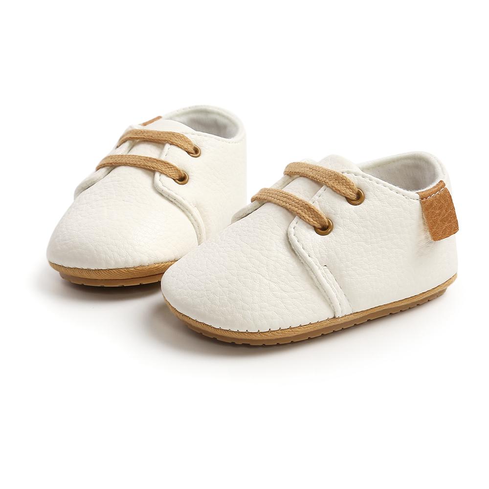 Citgeett 0-18M Newborn Baby Girls Boys First Walker PU Leather Solid/Leopard Print Soft Lace Up Cork Casual Shoes 7 Colors