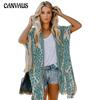 Women's Cardigan Seaside Holiday Cardigan Short Sleeve Printed Mid-length Smock Tops