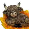 Цветочная фигурка высокогорной коровы Милая весенняя статуэтка высокогорной коровы на цветочной подставке Смола Сельский домик Настольное украшение для дома Сада Кухни Офиса