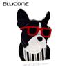 Glasses Dog Brooch for Woman Acrylic Material Cartoon Trendy Design Cute Creative Animal Birthday Gifts Accessories