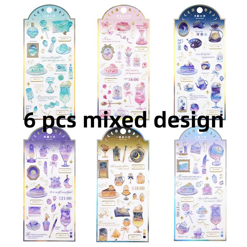 3 pcs/6 pcs Wonderful Starry Sky Time Gilding Stickers Scrapbooking Diy Journal Stationery Sticker Deco School Supplies Gift
