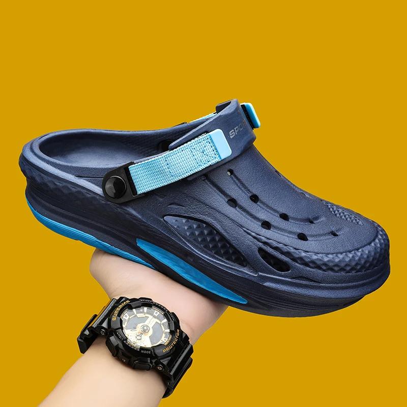 Модные летние мужские тапочки, платформа, сандалии для улицы, клоги, пляжные тапочки, шлепанцы, мужские домашние тапочки для помещений, обувь для ванной