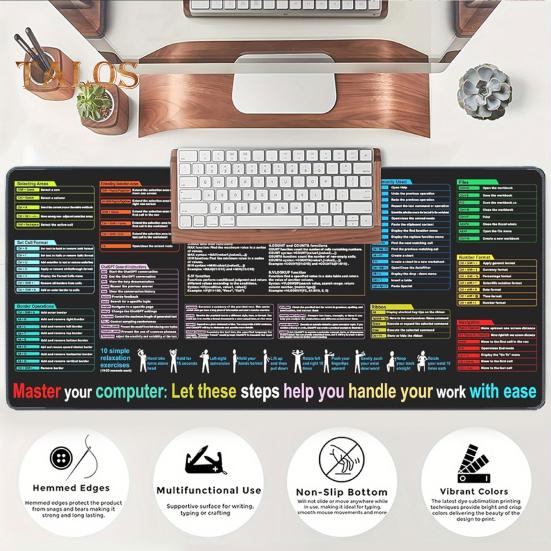 Очень большой коврик для мыши, износостойкий, водонепроницаемый, нескользящий, легко моющийся, шпаргалка Excel, настольный коврик, игровой коврик