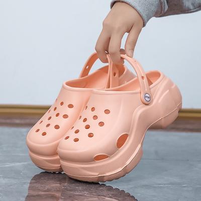 Летняя новая пляжная обувь на высоком каблуке и платформе, женские тапочки, повседневные женские сандалии для дома и улицы, полые дышащие туфли с отверстиями для женщин