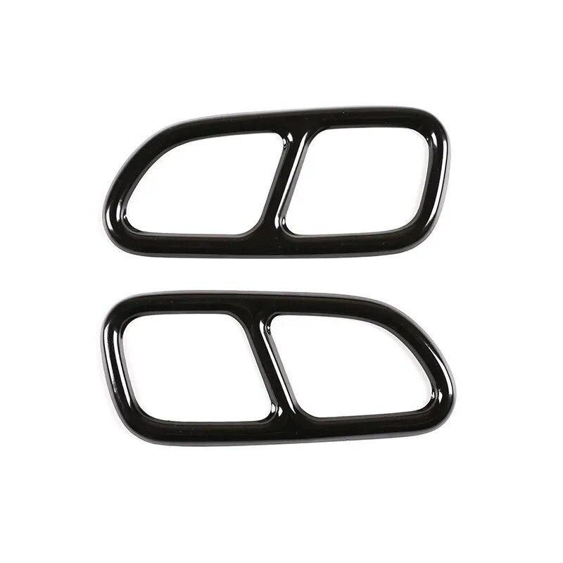 For Mercedes Benz W117 CLA 2013-2016 Titanium Black / Silver Car Tail Throat Exhaust Pipe Muffler Tip Cover Trims 2Pcs/Sets