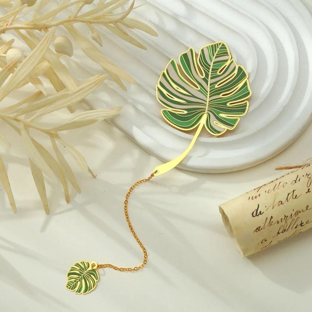 Brass Lotus Leaf Vein Metal Bookmark Metal Green Leaf Bookmark Chinese Style Bookmark Stationery
