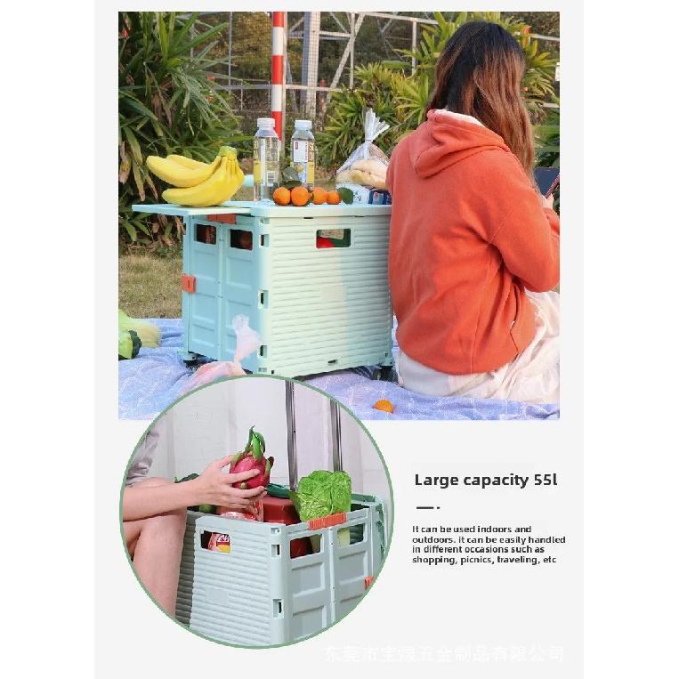 Exquisite Minimalist Shopping Cart Trolley Upgraded Magnetic Box Cover Retractable Folding Trolley