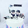 Precut Cartoon Police Car Plane Handcuffs Birthday Cupcake Toppers Decorations