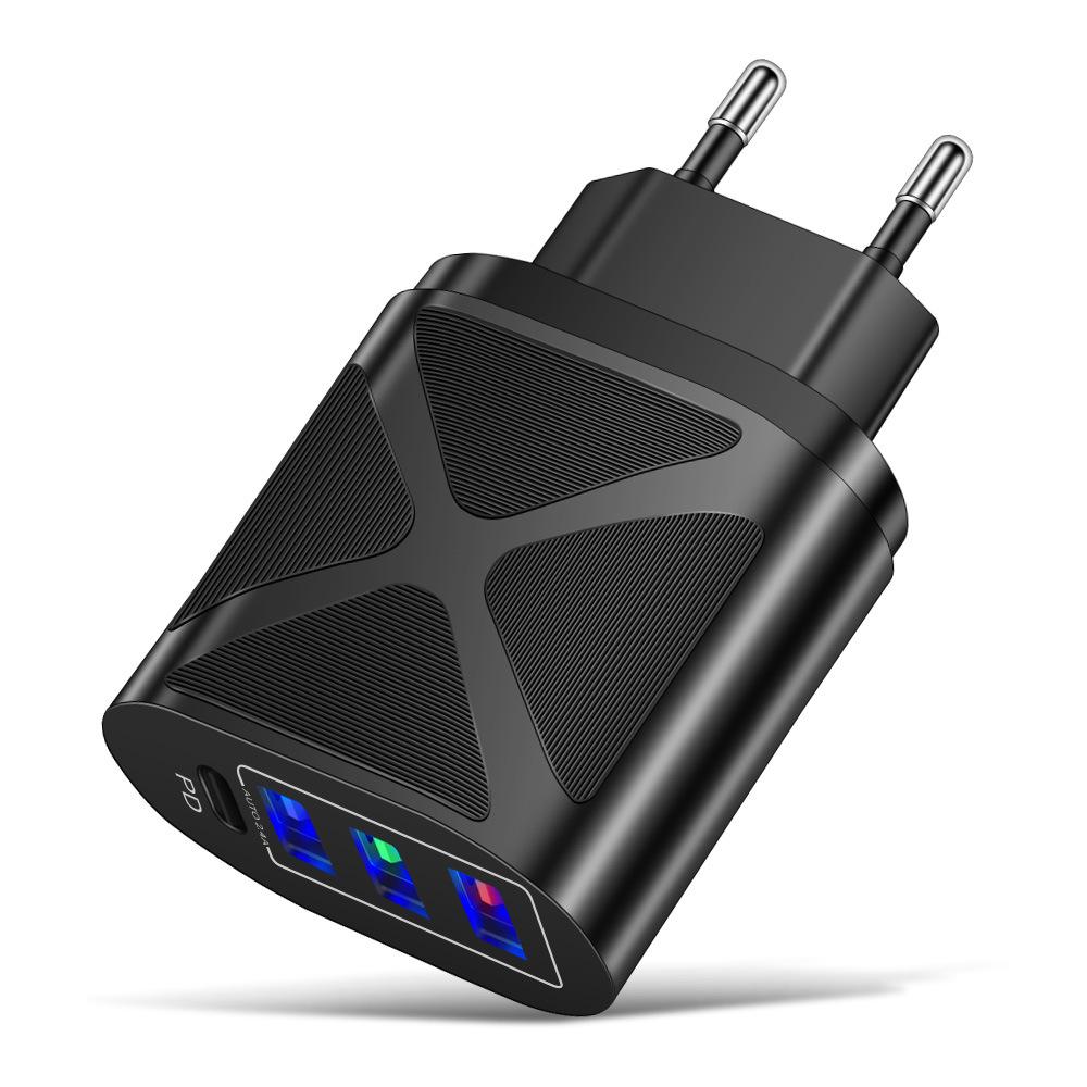 Mobile Phone Charging Head Fireproof Material 3.1A Multi-port 3USB+PD Type-c Mobile Phone Charger