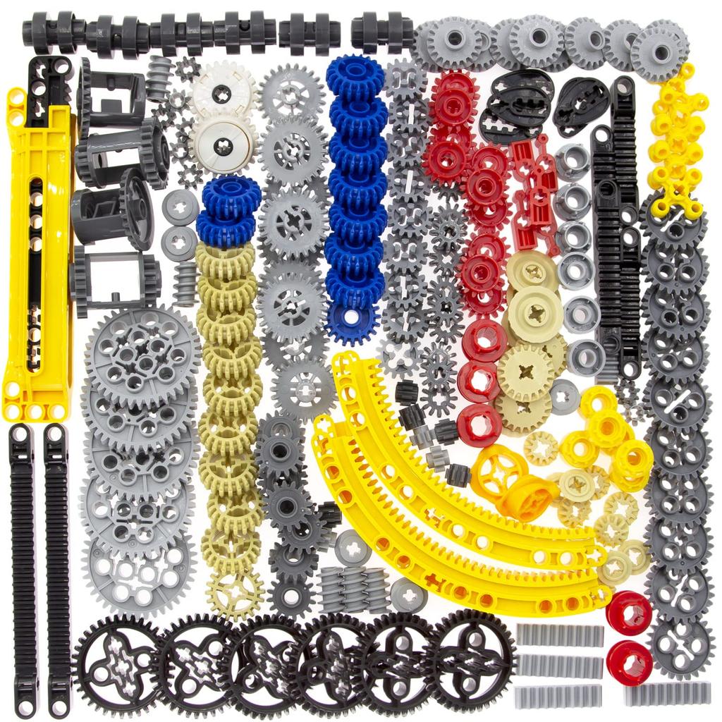 TEESE 233-Piece Technic - Lego Compatible Parts, Technic Gears, Axles, Pins, Wheel Absorbers, Shock Differential Tire Tracks for Technic Projects