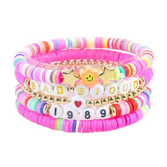 5 шт./компл. эластичный браслет с надписью «Singer Lover» из полимерной глины, браслет с бусинами, летний пляжный богемный многослойный браслет дружбы