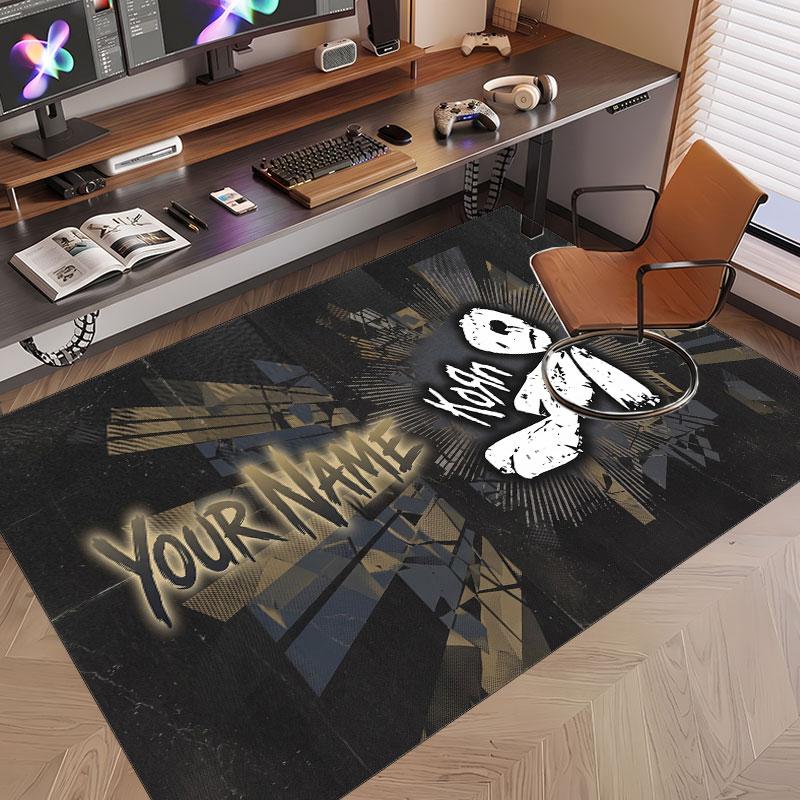 Custom Rug Korn Pattern Print Name Text Soft Non‑Slip Floor Carpet for Home Indoor Decoration