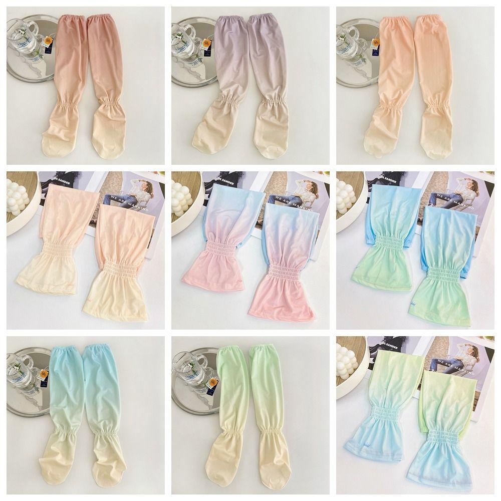 Gradient Sunscreen Arm Covers Elastic Cycling Gloves Cute Long Ice Silk Sleeves  Driving