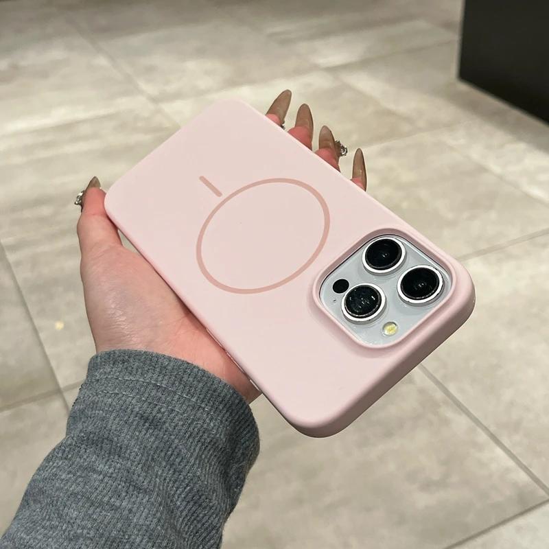 Жидкий силиконовый чехол Magsafe для iPhone 11 12 13 14 15 16 Pro Max Plus Магнитное беспроводное зарядное устройство Противоударный бампер