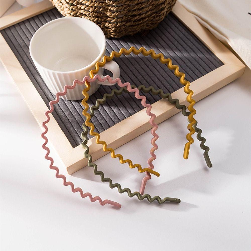 Solid Color Teeth Wave Hair Hoop Headdress Non-slip Hairband Teeth Matte Hair Hoop Outdoor